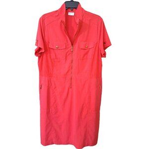 Zenergy by Chico's 2.5 (Large) Melon Short Sleeve Zip Front UPF Dress Pockets